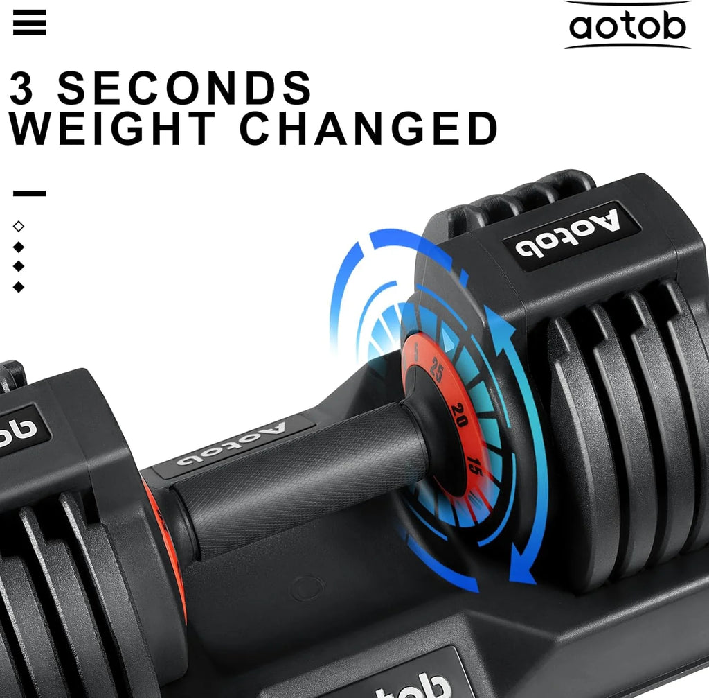 AOTOB Zestaw hantli 25/24.9 kg, antypoślizgowy uchwyt obrotowy, regulowany dla mężczyzn i kobiet, para do ćwiczeń domowej siłowni