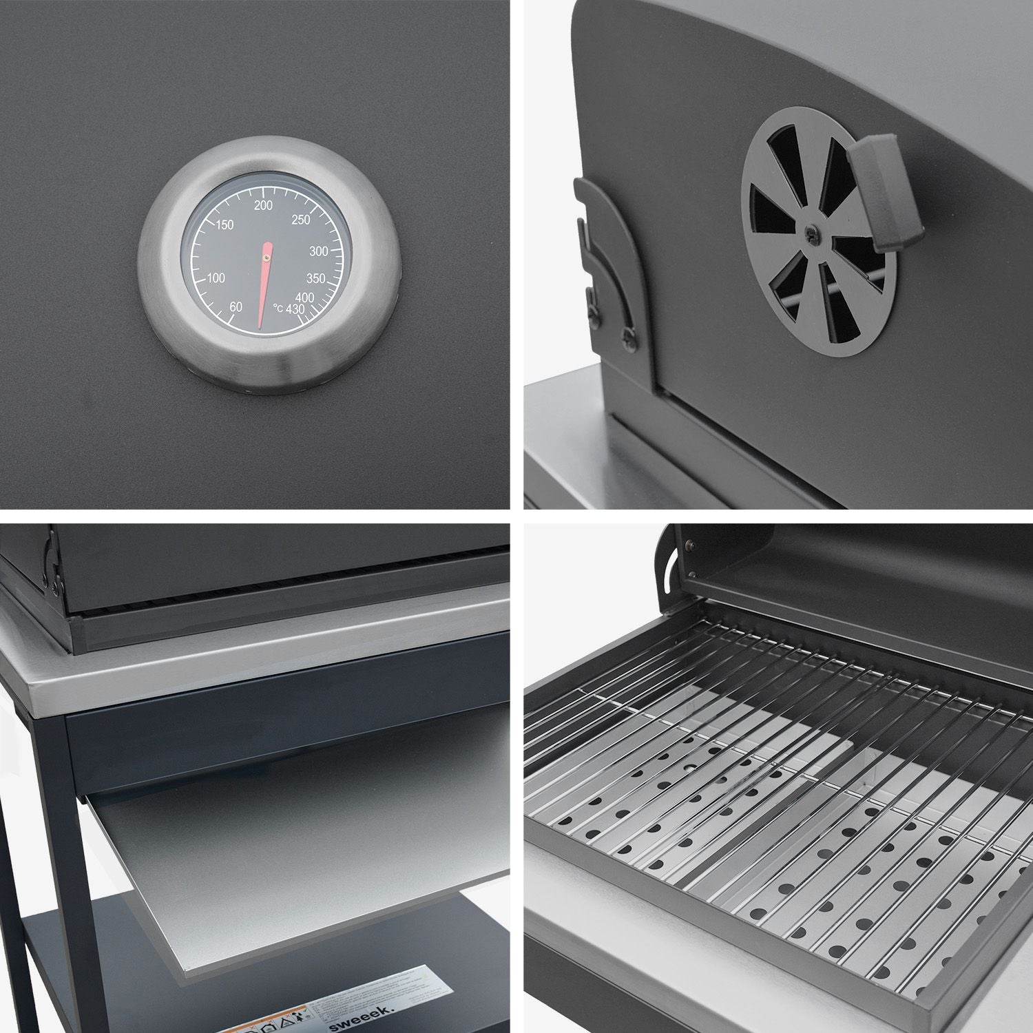 Grill węglowy ze stali nierdzewnej, chromowany ruszt 2