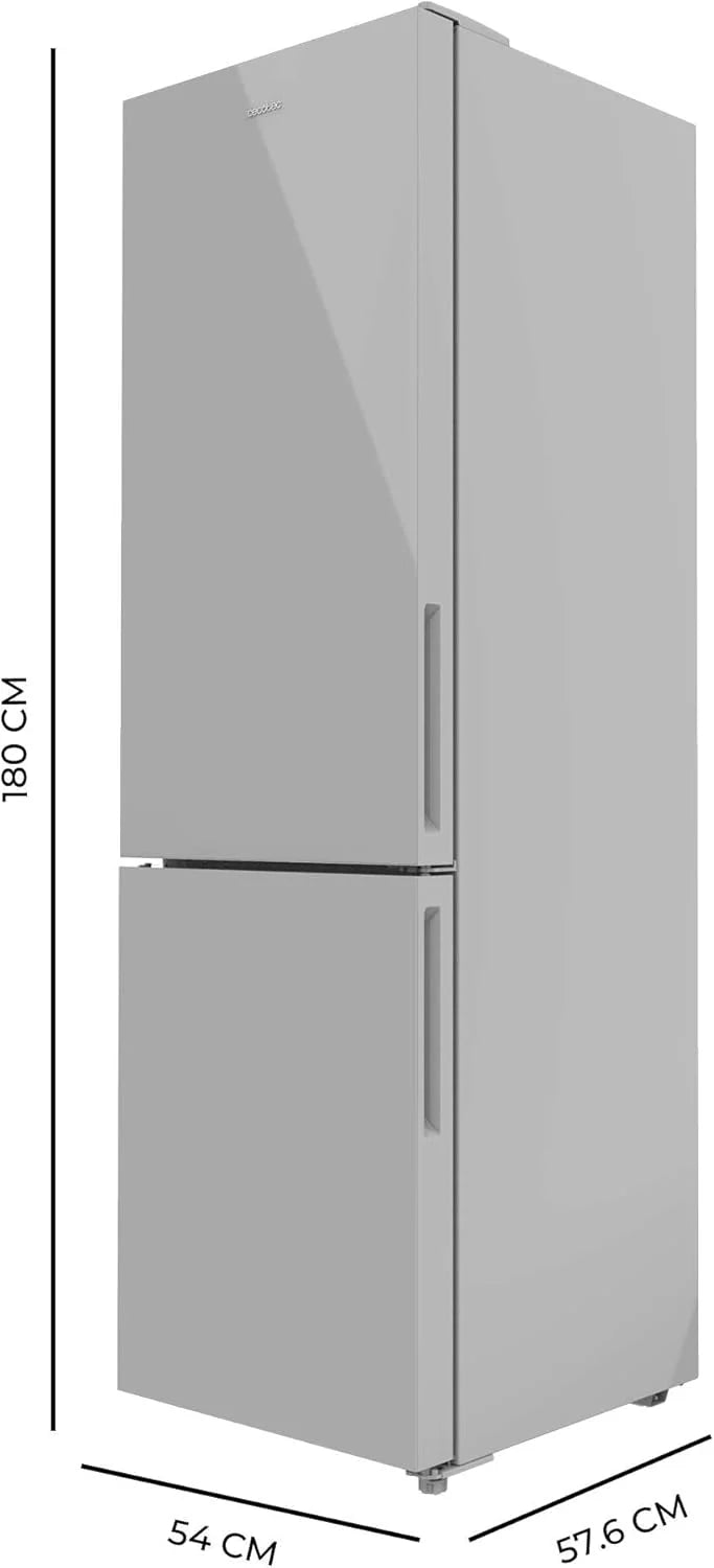 Cecotec Lodówka kombi Bolero CoolMarket Combi 250 Grey Glass E. Klasa energetyczna E lodówka z szarym szkłem 180 x 55 cm, 250 l, No Frost, Multi Air Flow, szybkie chłodzenie.