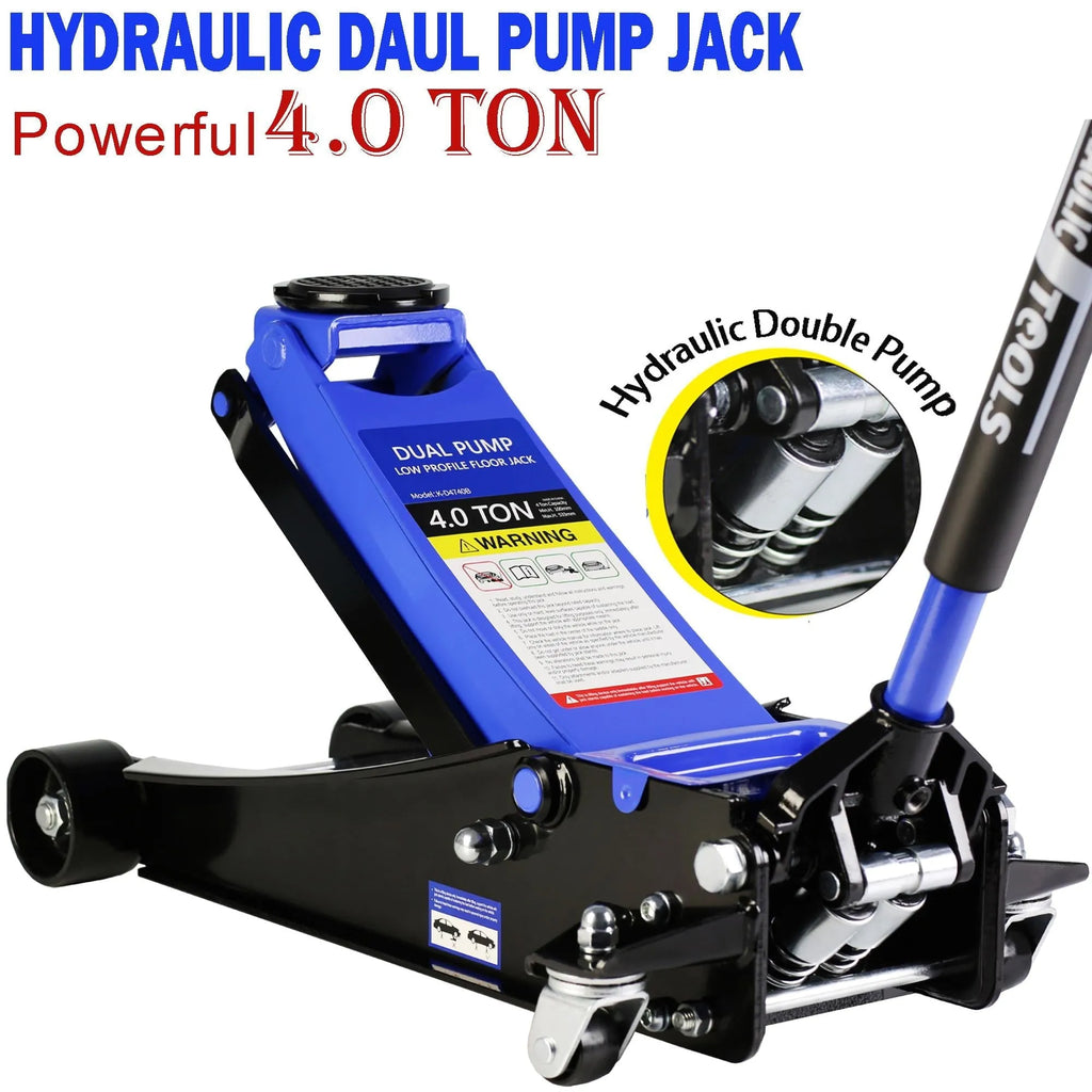 4-Ton Floor Jack, Low Profile Car Jack, Heavy-Duty Trolley Jack Car Lift with Dual Pump Pistons, Lifting Range 4-21, 8000LBS