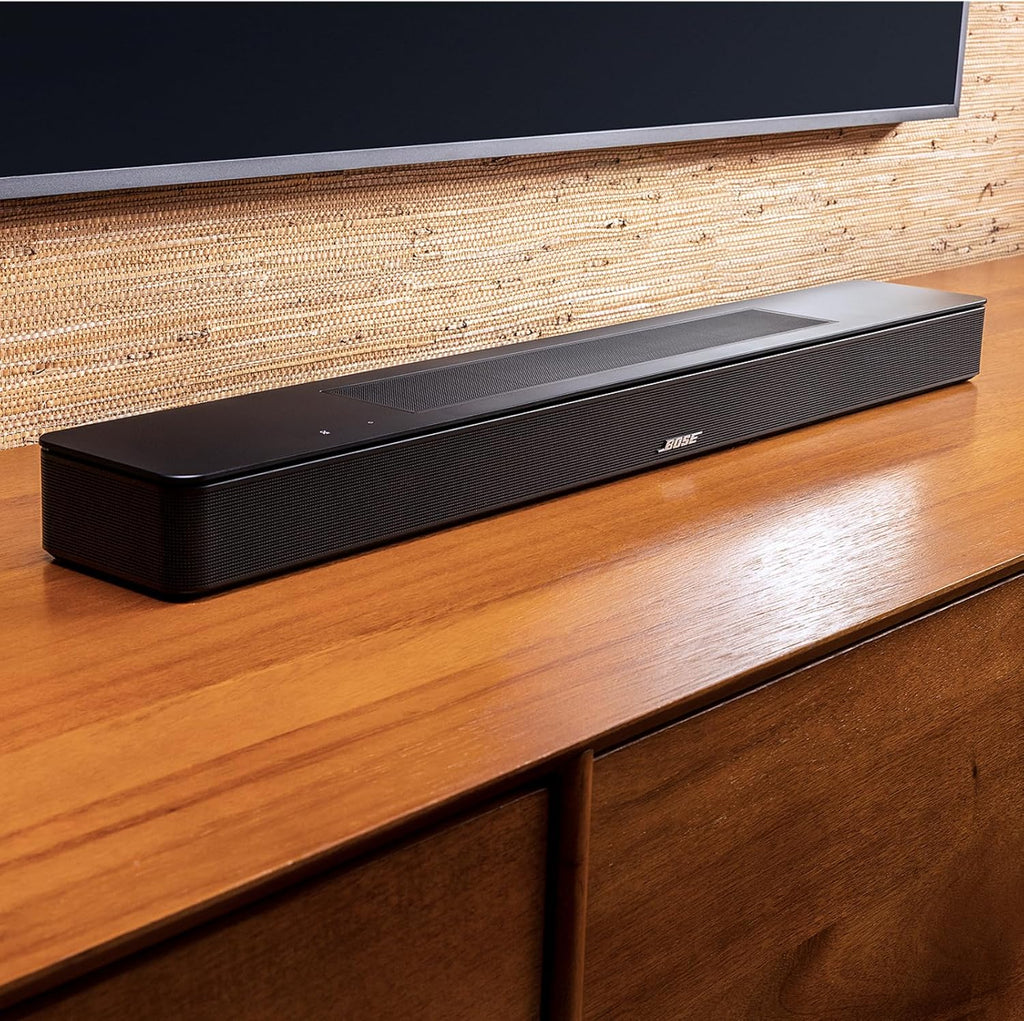 Bose Inteligentna listwa głośnikowa z Dolby Atmos, listwa głośnikowa Bluetooth sterowana głosem z wbudowanym asystentem Amazon Alexa oraz obsługą platformy Works With Google Assistant, Czarna