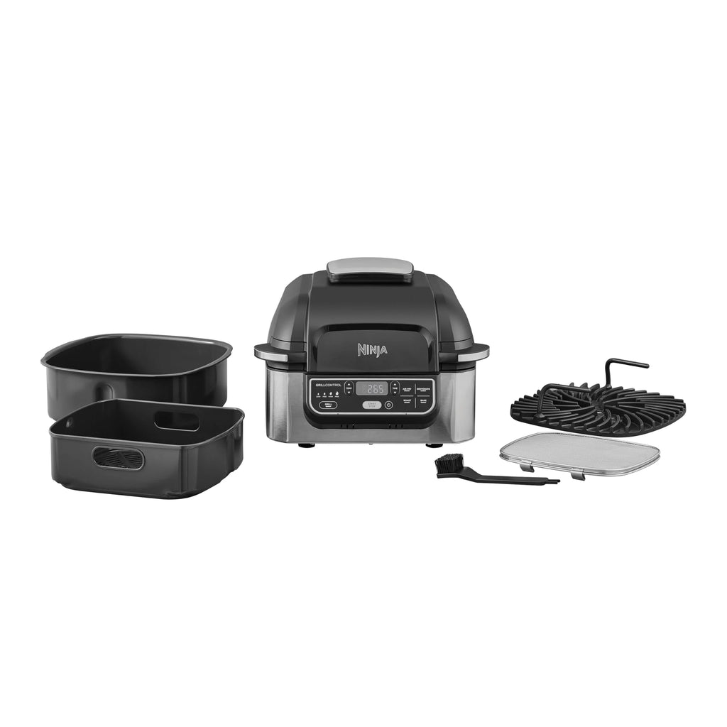 Ninja Foodi Grill i Frytkownica beztluszczowa, 5,7 l, smażenie bez oleju, grilowanie, pieczenie, ciasta i więcej, 5 funkcji gotowania, części bezpieczne do mycia w zmywarce, czarno/srebrna, AG301EU