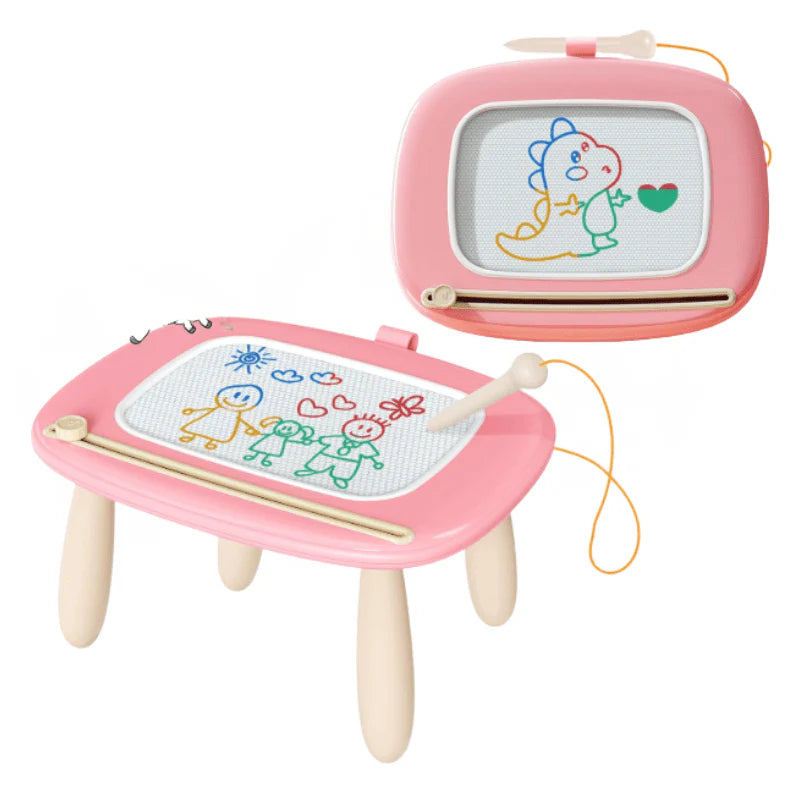 Magnetic Drawing Board Table with Adjustable Legs and Eraser Knob