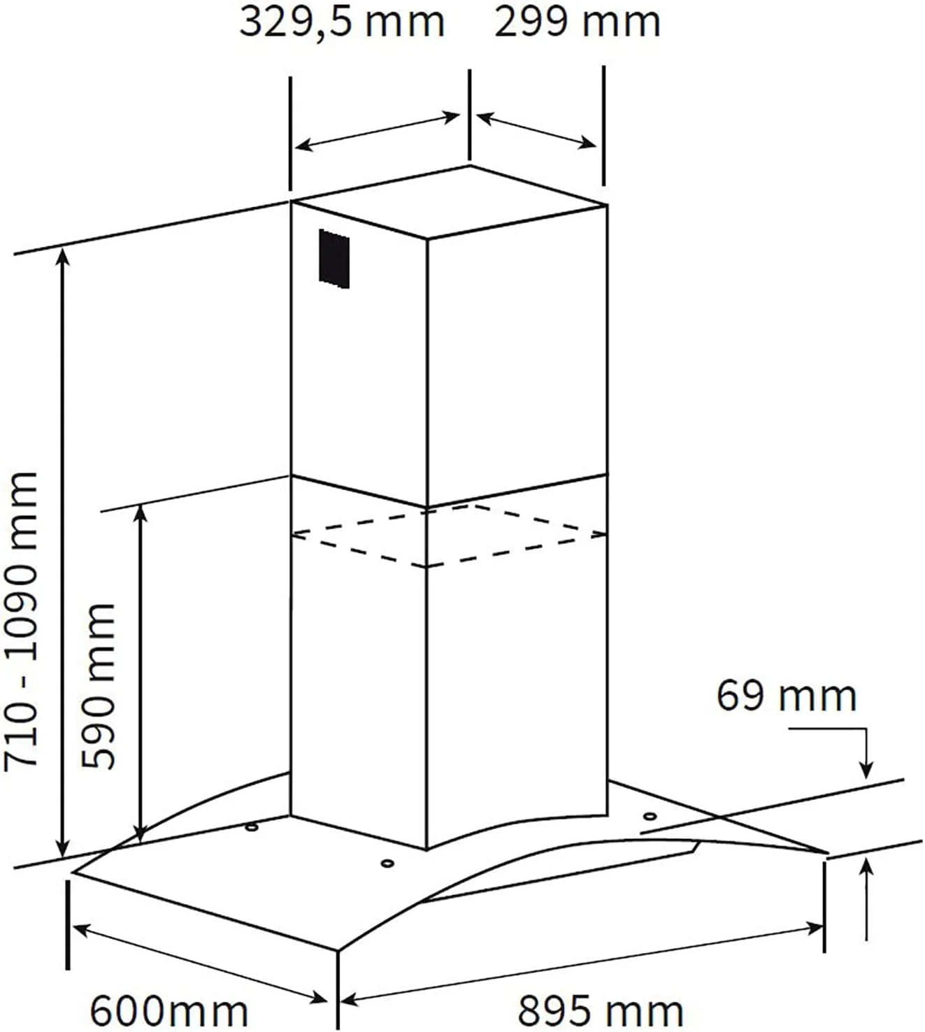 KKT KOLBE Okap kuchenny 90 cm, stal nierdzewna, czarne szkło, aplikacja Smart WiFi, funkcja automatycznego dopływu, obsługa SensorTouch, Delta-Insel-HC