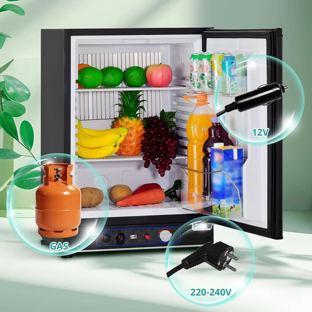 SMETA 60L Lodówka Gazowa 12V, 230V, AC/DC, 3-Drożna, Z Odwracalnymi Drzwiami, Idealna Do Przyczepy Kempingowej, Vanów, Kempingu, Off-Grid, Domków Letniskowych i Garaży