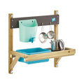 Wooden Mud Kitchen Attachment with Sink, Water Butt, Pans, Whisk Hooks