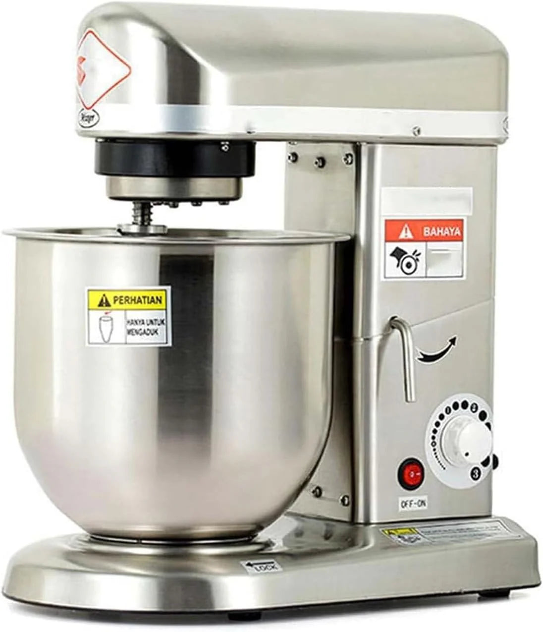 Wielofunkcyjny mikser stojący 5 l/7 l/10 l, elektryczny mikser kuchenny, mikser kuchenny z hakiem do ciasta, trzepaczką, ubijakiem, odchylaną głowicą i antypoślizgową podstawą do ciast 5L-White