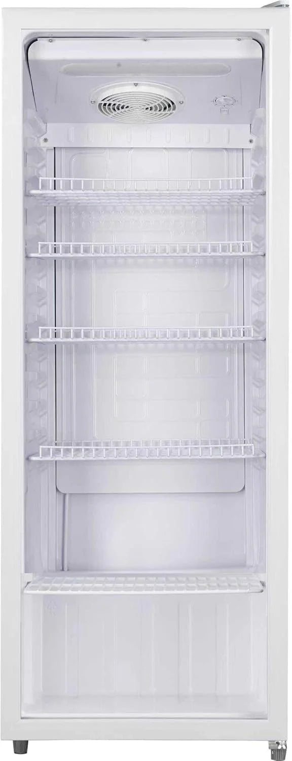 Lodówka Bomann® z drzwiami szklanymi, Klasa energetyczna C, 143 cm, Lodówka na napoje 2-12°C, MultiAirflow, 5 półek drucianych, Odwracalny zawias drzwi, 236 l, Chłodziarka na butelki, KSG 7292, biała