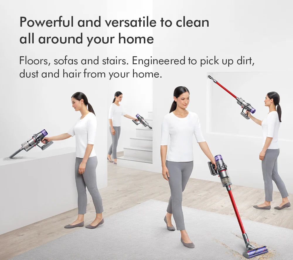 Odkurzacz pionowy bezprzewodowy Dyson V11 Extra z 2026 r. – do 60 minut pracy – wykończenie w kolorze niklu i czerwieni