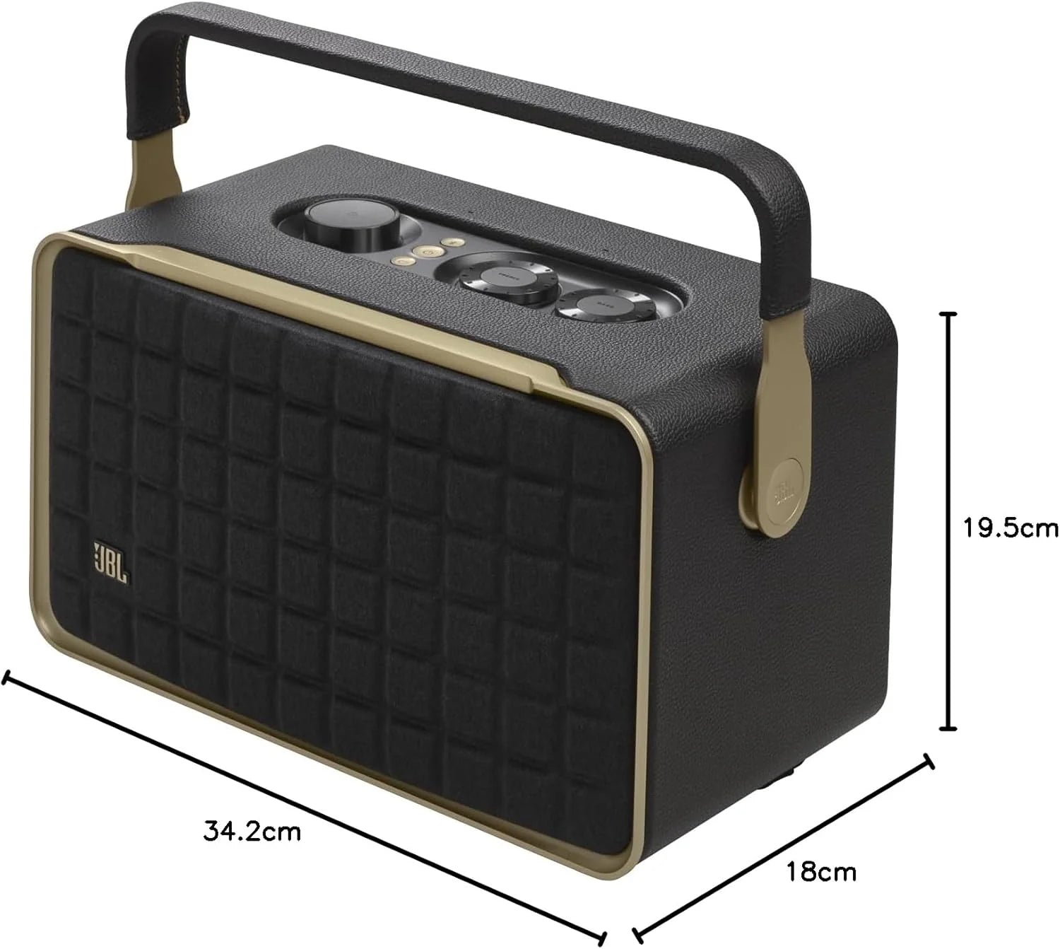 JBL Authentics 300, Głośnik Bezprzewodowy, 8h Odtwarzania, z Wbudowanym Wi-Fi, Bluetooth, Dźwiękiem Stereo i Mocnym Basem, Kompatybilny z Alexa i Google Home, w Stylu Retro