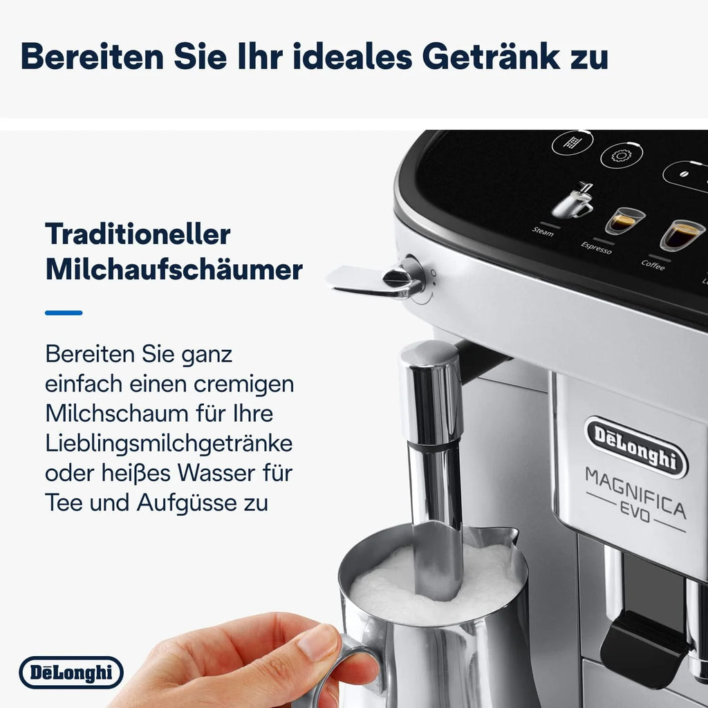 De'Longhi Magnifica Evo Ecam Ekspres do Kawy, Srebrny, 1450 WW 230 VV