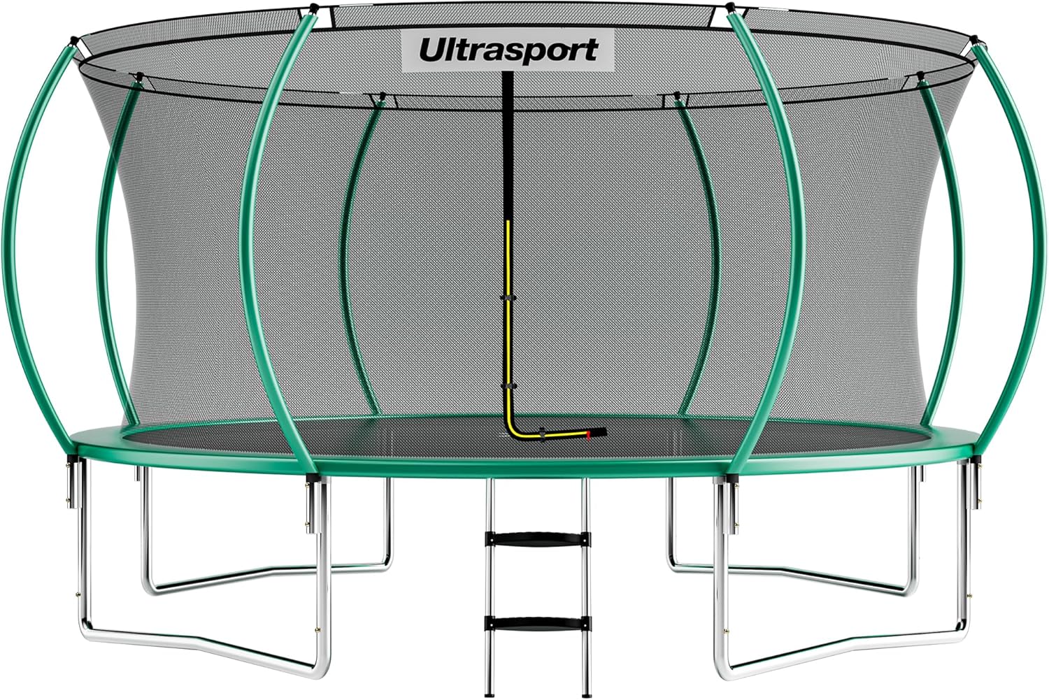 Ultrasport Deluxe trampolina, Ø 244/305/366/430 cm, certyfikat TÜV Rheinland + GS, kompletny zestaw, okrągła trampolina ogrodowa, w tym wyściełane słupki, siatka zabezpieczająca i osłona krawędzi
