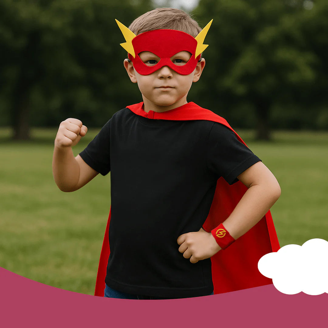 8-Pack Superhero Costume Set with Capes, Masks & Wristbands for Kids
