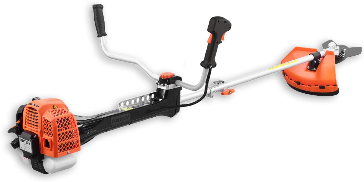 FUXTEC Profesjonalna podkaszarka spalinowa 62 cm3, 3,5 KM, narzędzie wielofunkcyjne 2 w 1, z paskiem na ramię, systemem antywibracyjnym, podkaszarką wielofunkcyjną, silnikiem 2-suwowym