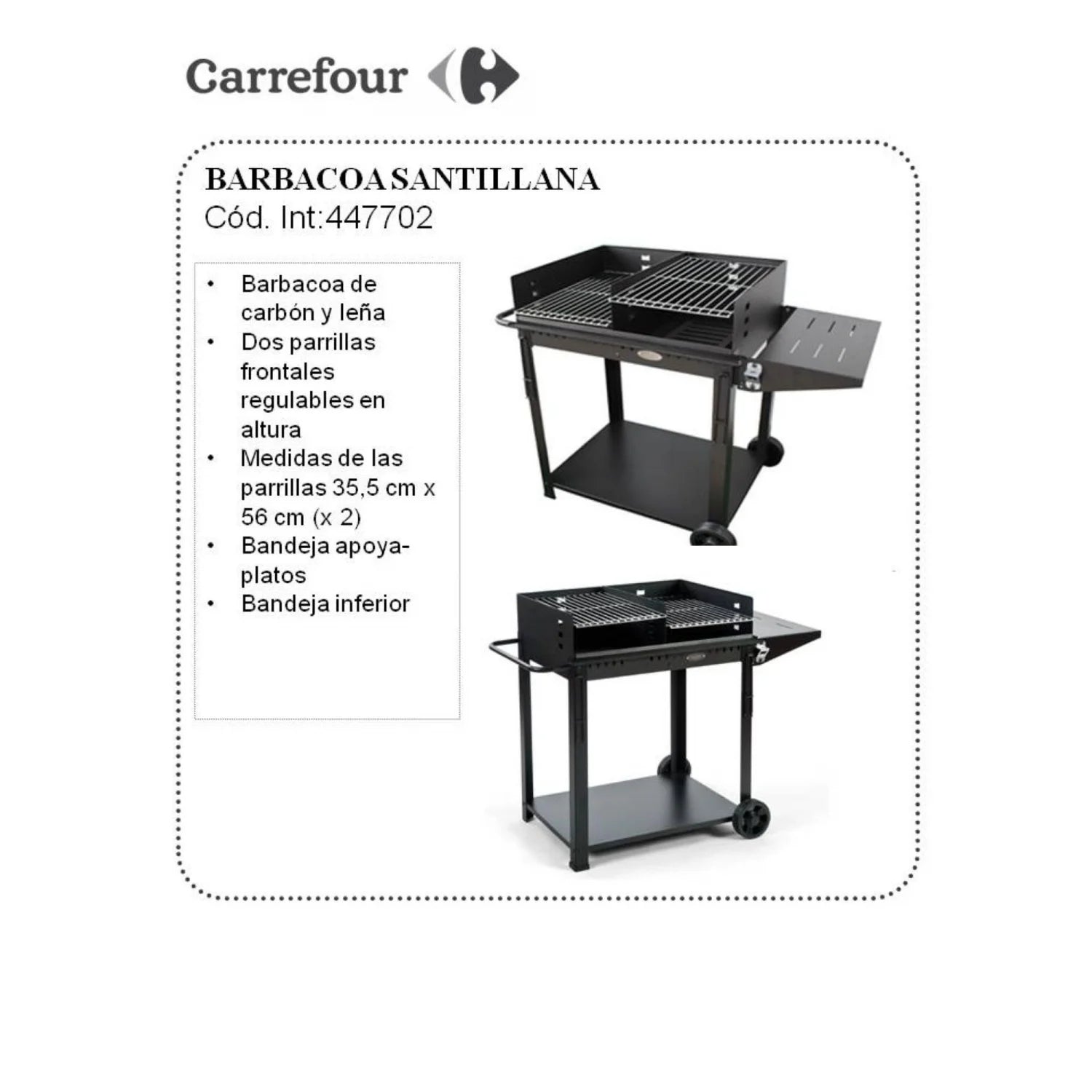 Grill węglowy Santillana z dwoma przednimi grillami