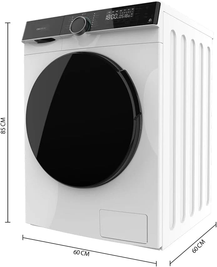 Cecotec Pralka 8 kg z ładowaniem przednim Bolero DressCode 8900 Inverter FullColor Steel A. stal 1400 obrotów, ekran 10,3, 11 programów, falownik, SteamMax, klasa A