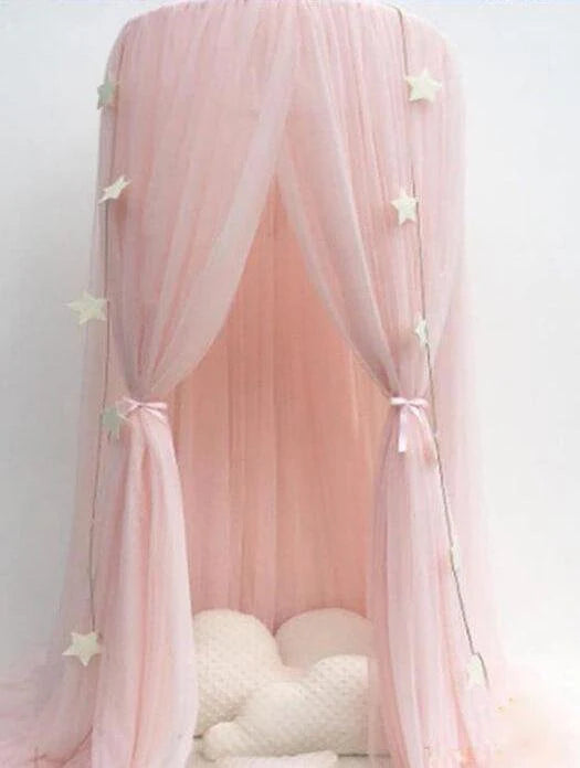 Round Crib Canopy with Dome Top, Mesh Curtain for Baby Nursery Decor