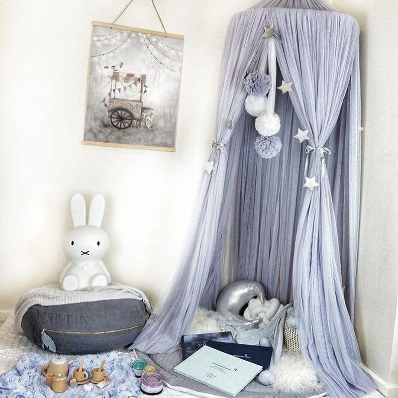 Round Crib Canopy with Dome Top, Mesh Curtain for Baby Nursery Decor