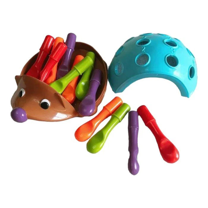 Fine Motor Hedgehog Toy with Pegs, Color Sorting and Counting Game