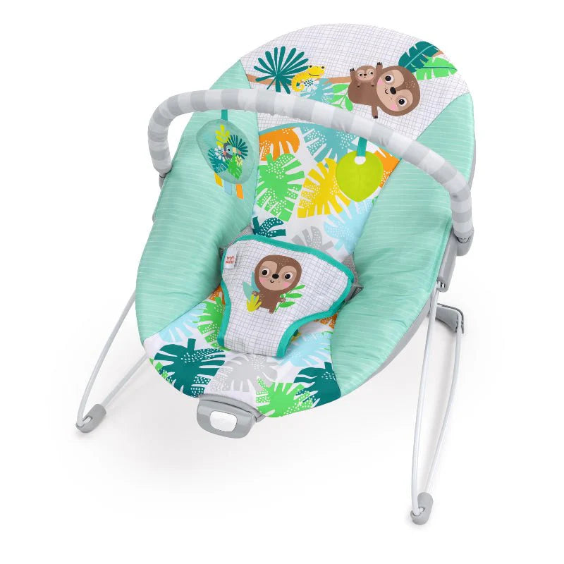 Foldable Baby Bouncer with Deep Supportive Seat, Vibration, and 2 Toys