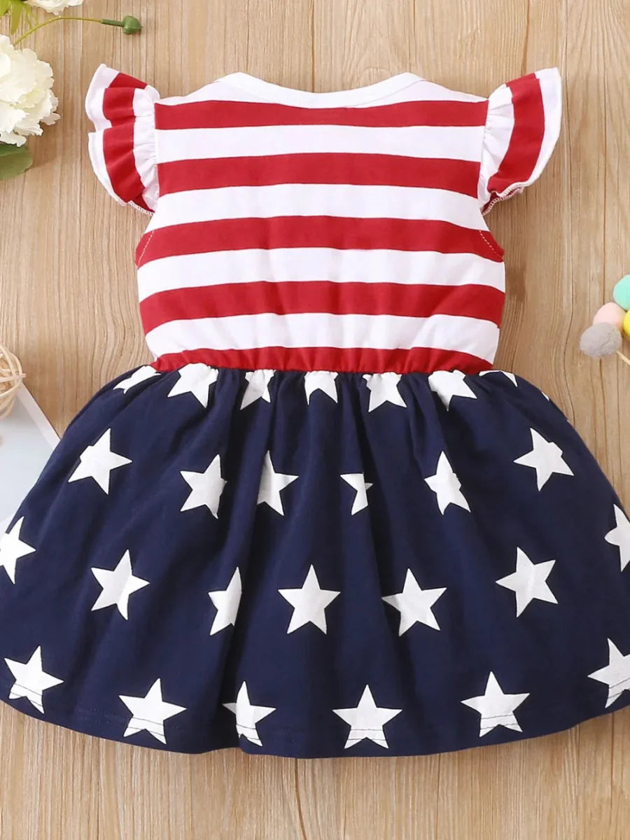 Ruffled decorative button baby dress for toddlers