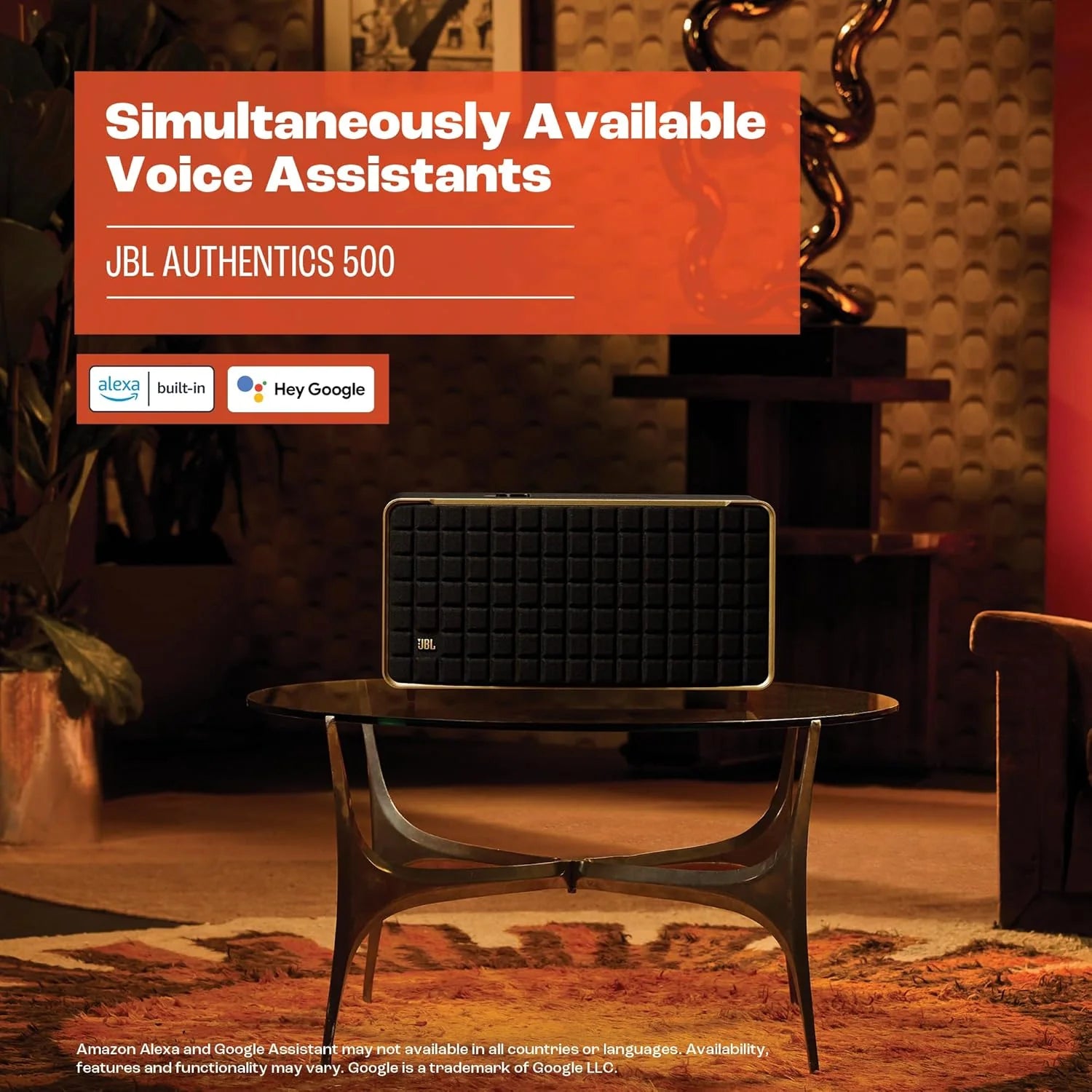 JBL Authentics 300, Głośnik Bezprzewodowy, 8h Odtwarzania, z Wbudowanym Wi-Fi, Bluetooth, Dźwiękiem Stereo i Mocnym Basem, Kompatybilny z Alexa i Google Home, w Stylu Retro