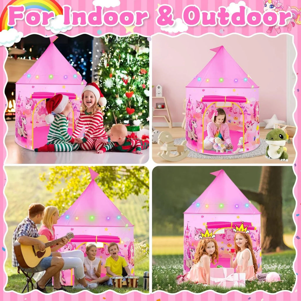 Unicorn Pop Up Tent Pink for Indoor & Outdoor Princess Playhouse