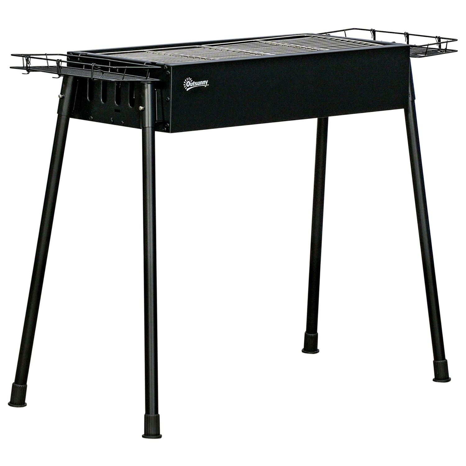 Grill węglowy Outsunny, stal nierdzewna, metal, 77x30x70 cm, czarny
