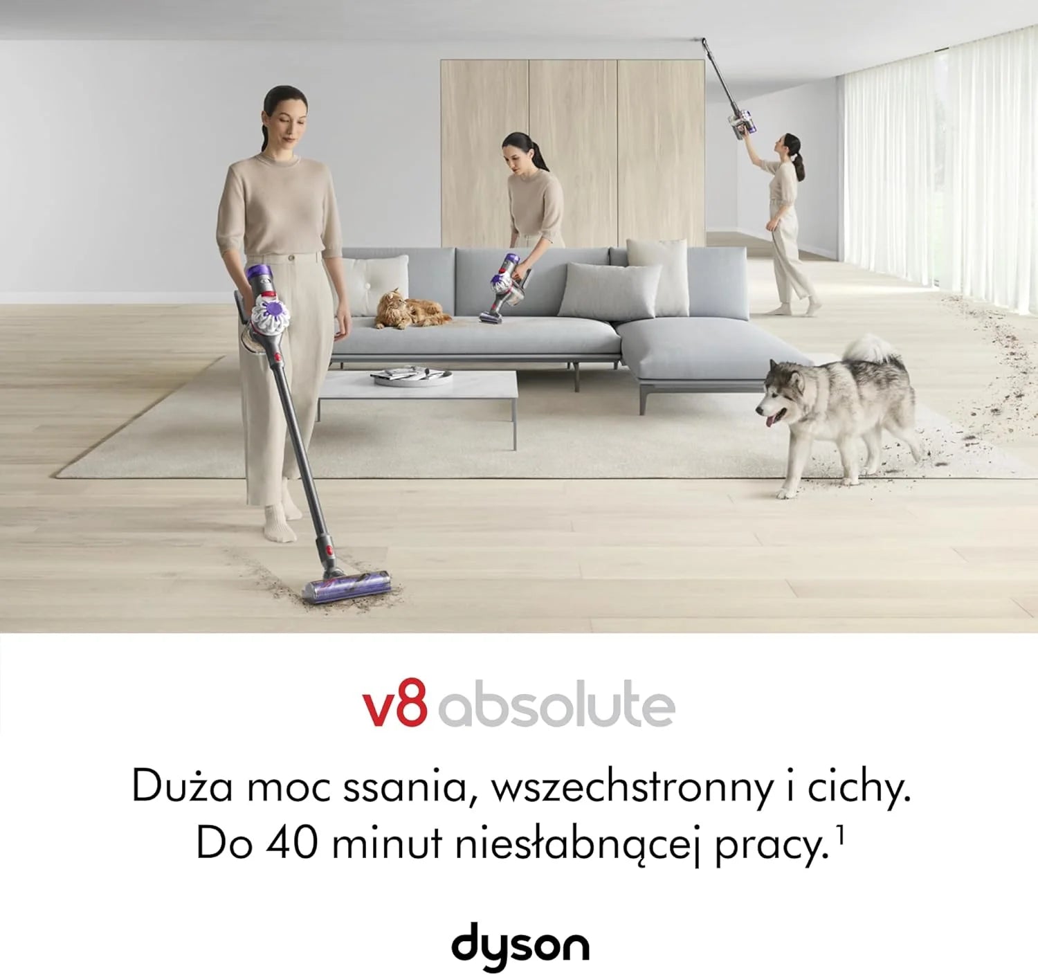 Bezprzewodowy odkurzacz pionowy Dyson V8™ Absolute (Srebro/Żółty)