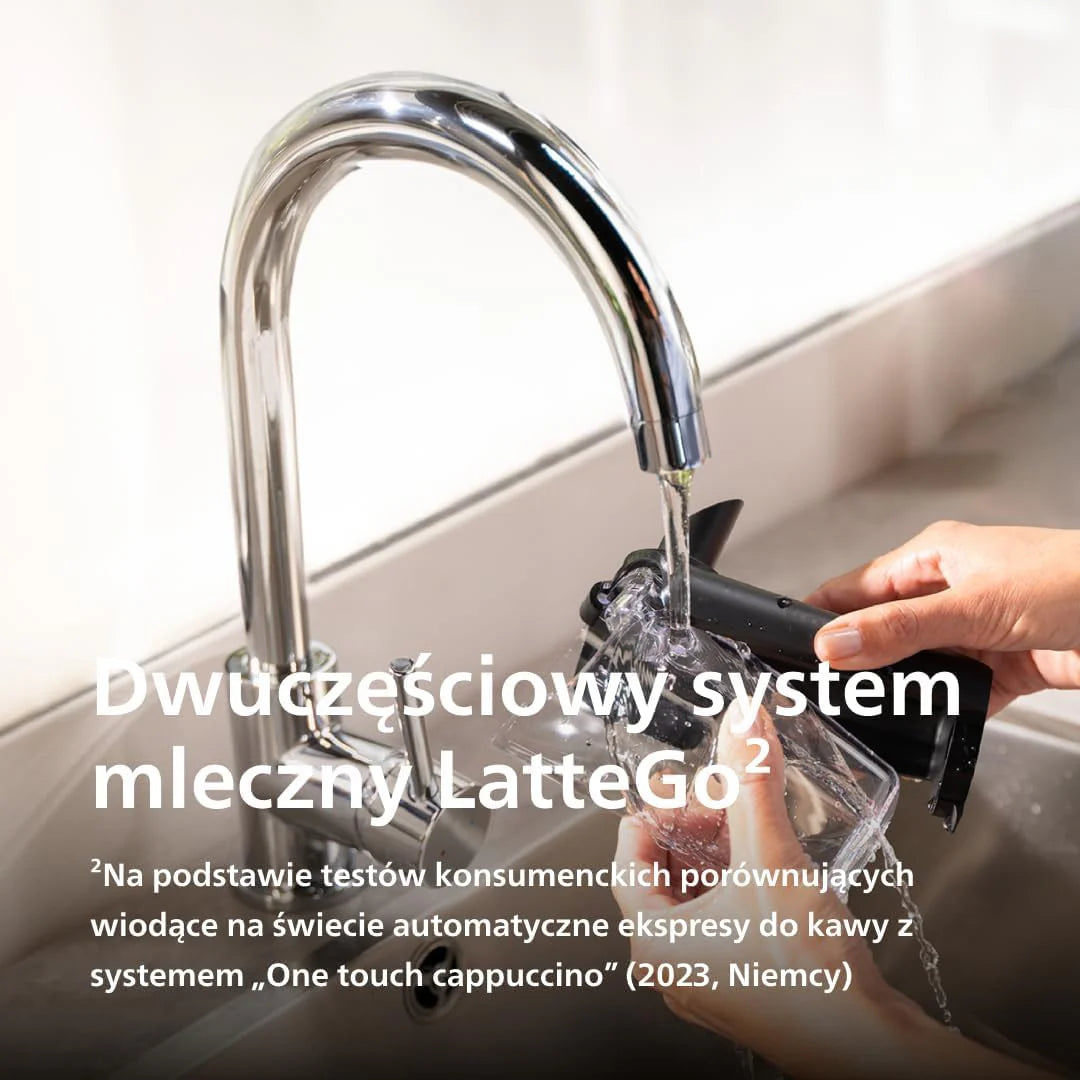 Philips w Pełni Automatyczny Ekspres do Kawy z Serii 5500-20 Kaw Gorących i Mrożonych, Szybki w Czyszczeniu System Mleczny LatteGo, Technologia SilentBrew, QuickStart Czarno-Srebrny (EP5546/70)