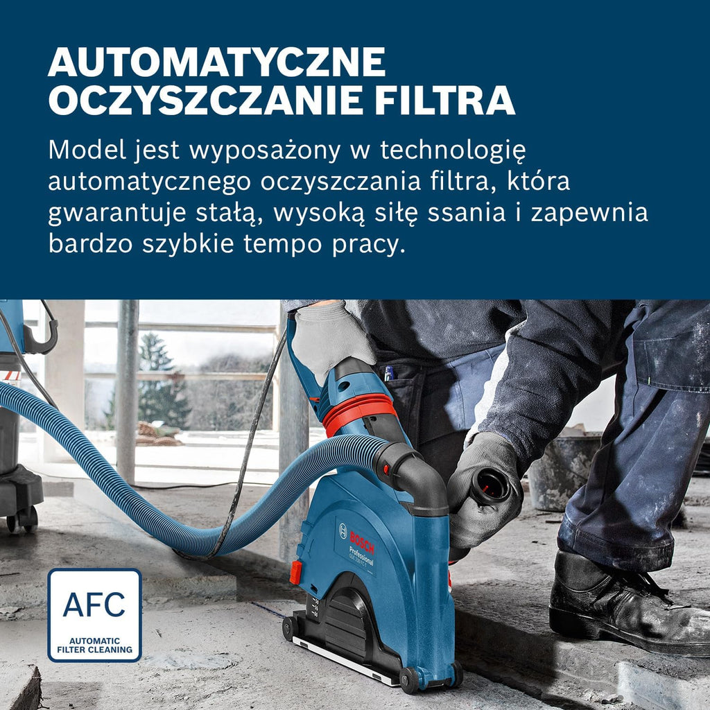Bosch Professional: odkurzacz do pracy na sucho i mokro GAS 35 L AFC (1 200 W, 3 rury chromowane, wąż 5 m, zestaw dysz podłogowych, 1 filtr płaski fałdowany, worek na pył)