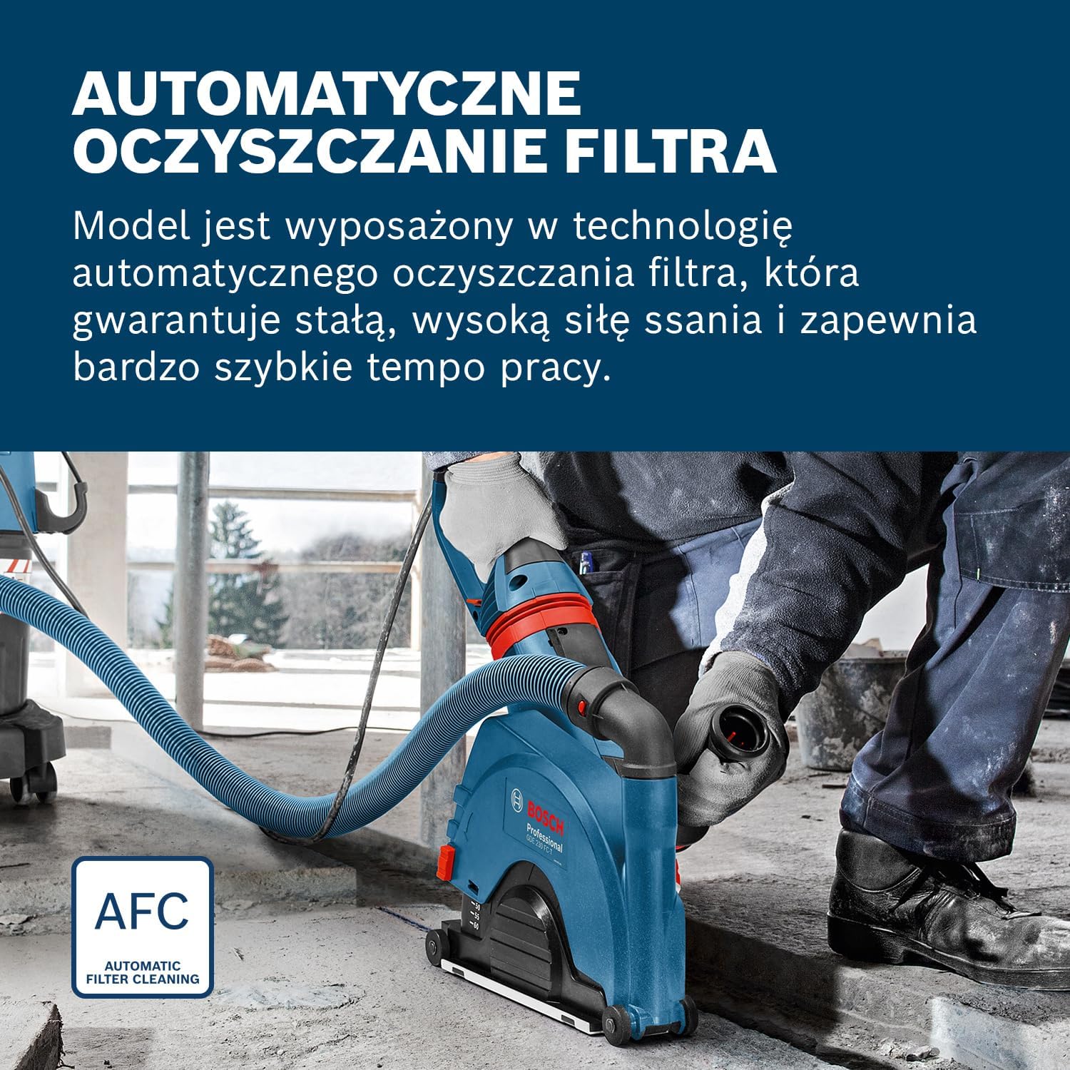Bosch Professional: odkurzacz do pracy na sucho i mokro GAS 35 L AFC (1 200 W, 3 rury chromowane, wąż 5 m, zestaw dysz podłogowych, 1 filtr płaski fałdowany, worek na pył)
