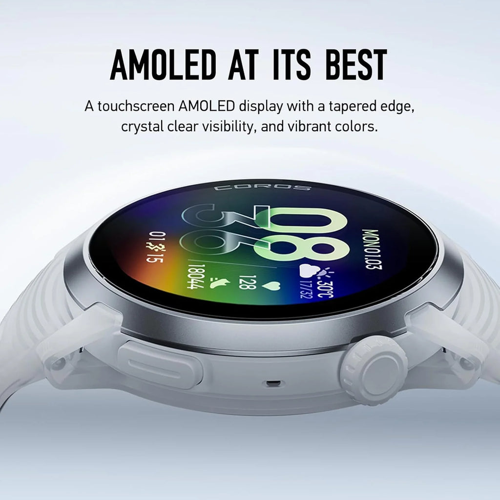 COROS PACE 4 Ultralekki sportowy zegarek GPS, ekran dotykowy AMOLED 1,2, 19 dni codziennego użytkowania, sterowanie głosem, zaawansowane narzędzia treningowe, GPS, nawigacja (biała chmura)