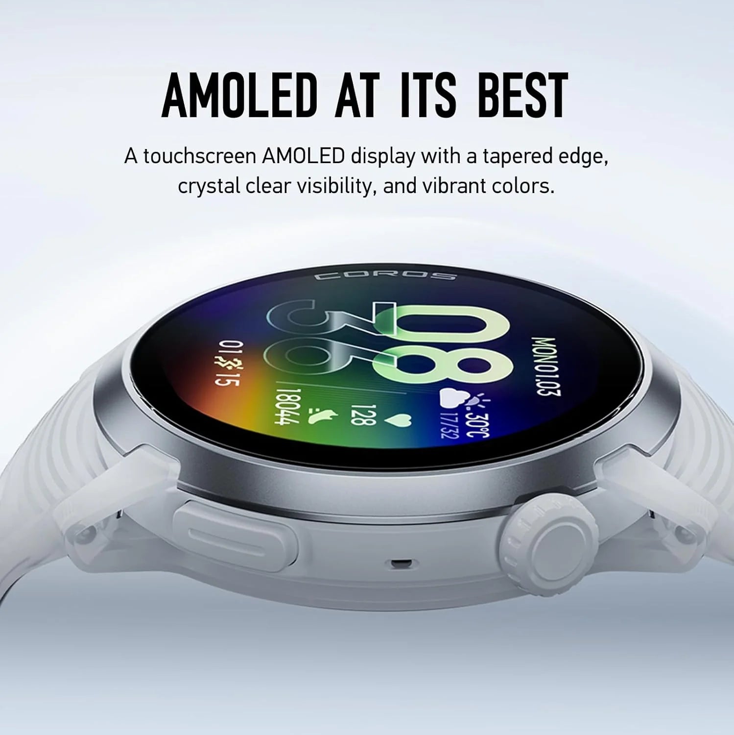 COROS PACE 4 Ultralekki sportowy zegarek GPS, ekran dotykowy AMOLED 1,2, 19 dni codziennego użytkowania, sterowanie głosem, zaawansowane narzędzia treningowe, GPS, nawigacja (biała chmura)