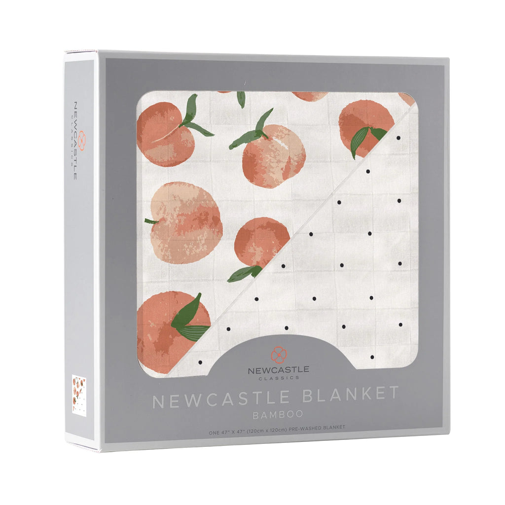 Carnelian Peaches and Black and White Polka Dot Blanket