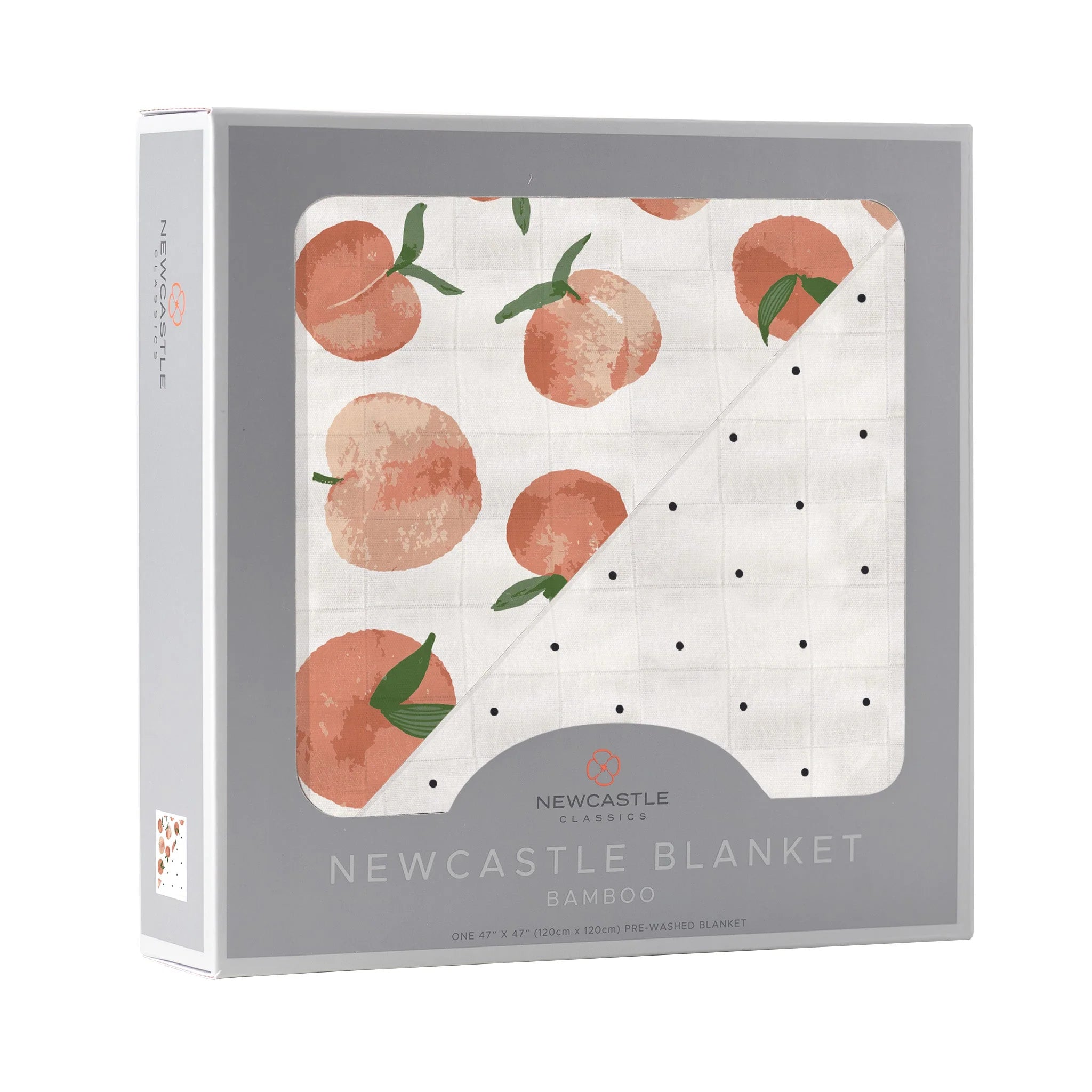 Carnelian Peaches and Black and White Polka Dot Blanket