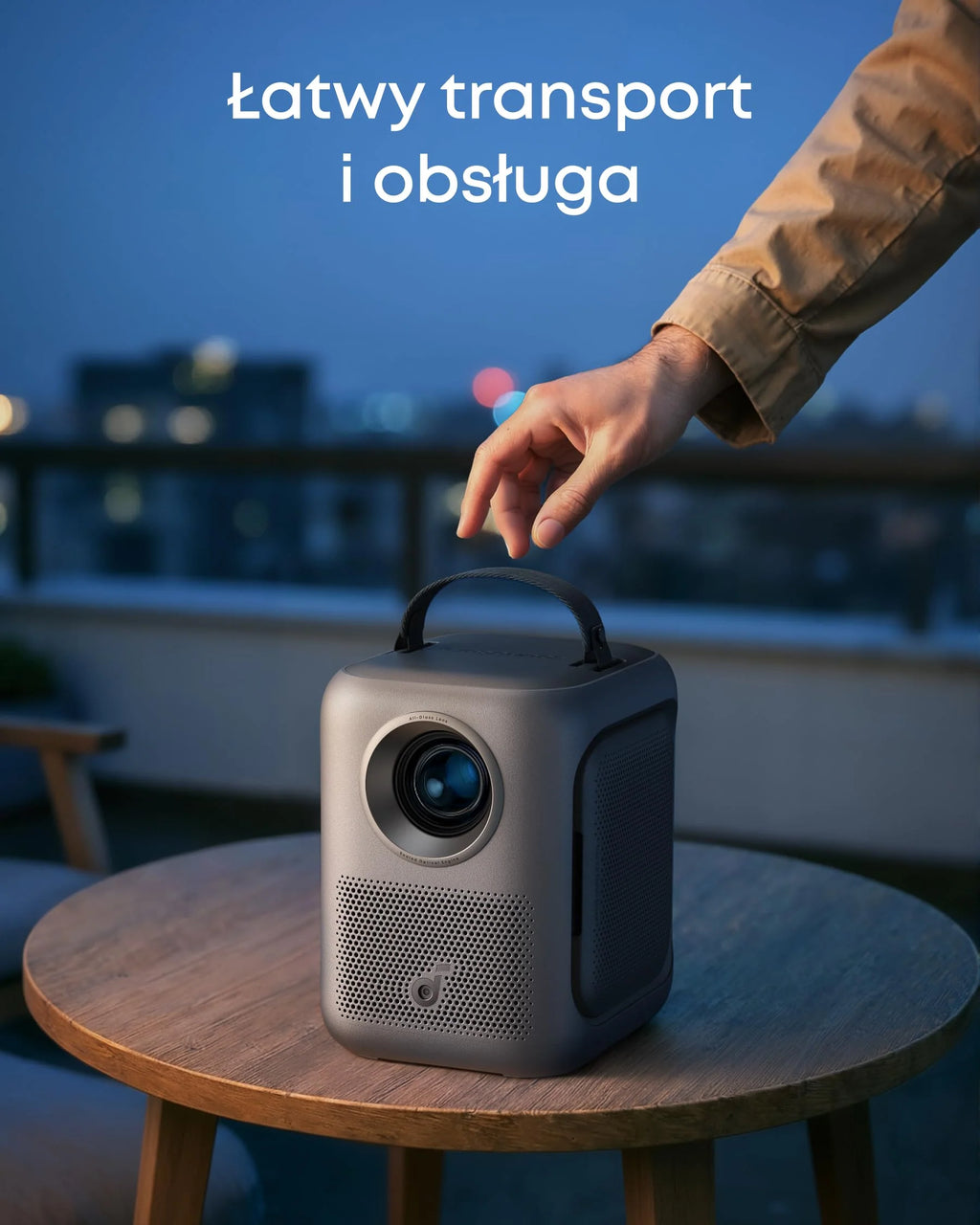 Inteligentny projektor soundcore Nebula P1i z WiFi i Bluetooth, obrotowymi głośnikami, dźwiękiem Dolby Audio 2.0, jasnością 380 ANSI lumenów, rozdzielczością Full HD 1080P
