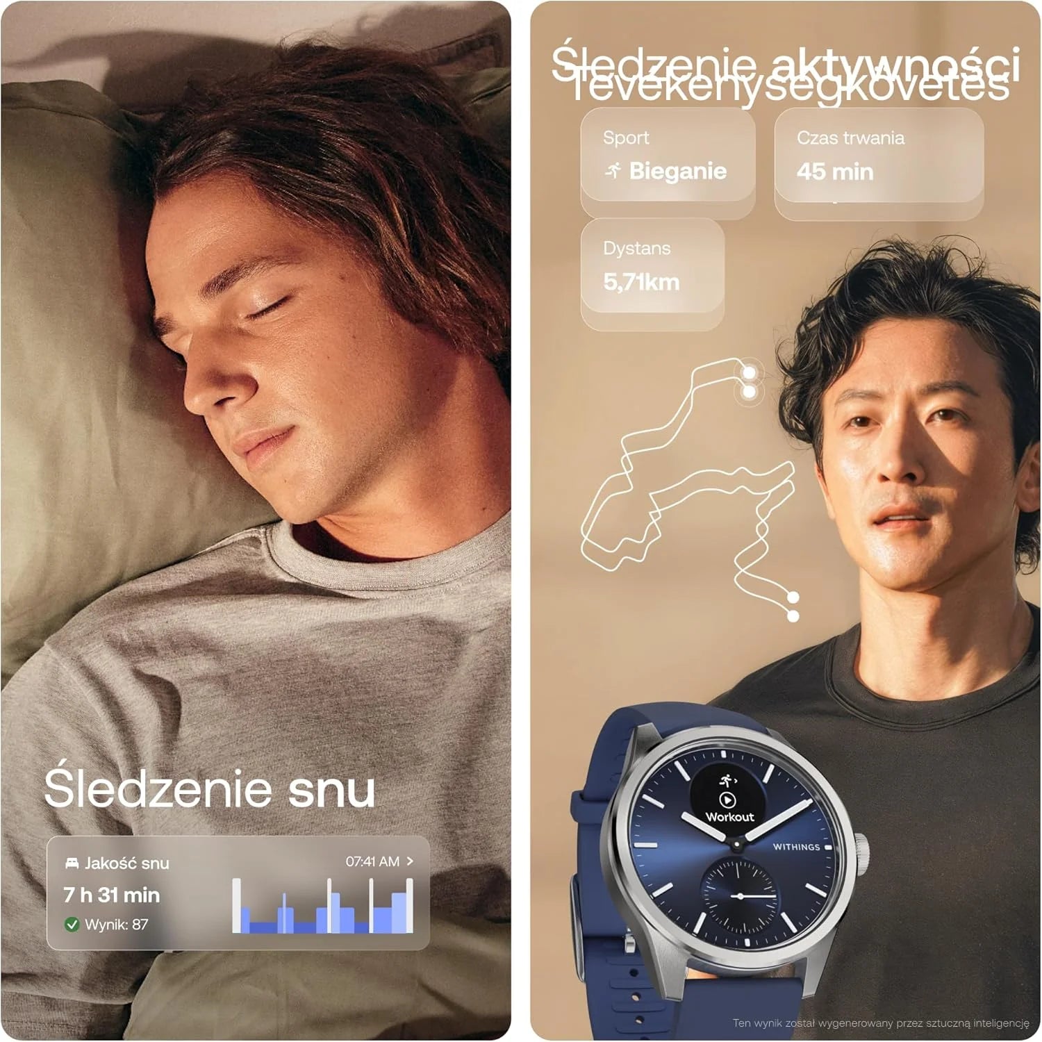 Withings ScanWatch 2 Zdrowie Smart Watch dla kobiet i mężczyzn, EKG, SpO2, temperatura, monitorowanie snu, zdrowie oddychania, wodoodporny, 30-dniowa bateria, Android i iOS