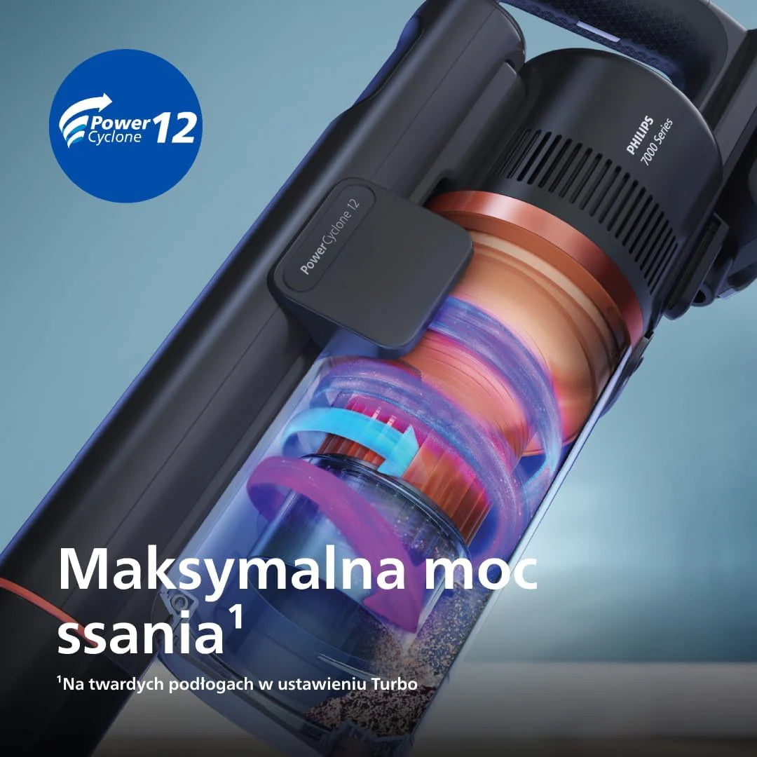 Philips Bezprzewodowy Odkurzacz Serii 8000 Pet, Wysoka moc ssania, 80 Min Czas Pracy, Rozpoznawanie Podłóg, Wyświetlacz Inteligentny, Nasadki z LED, Nasadka Pet&AquaPlus (XC8055/01)