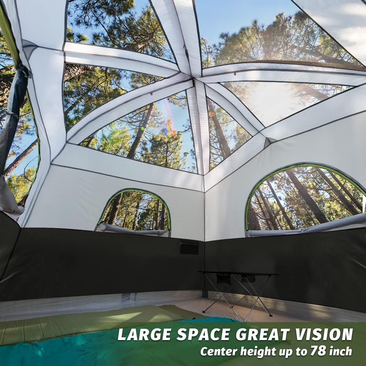 UNP Namioty dla 6 osób, wodoodporny, wiatroszczelny, łatwy montaż, dwuwarstwowy rodzinny namiot kempingowy z 1 drzwiami z siatki i 5 dużymi oknami siatkowymi – 25 cm x 25 cm x 188 cm (wys.)