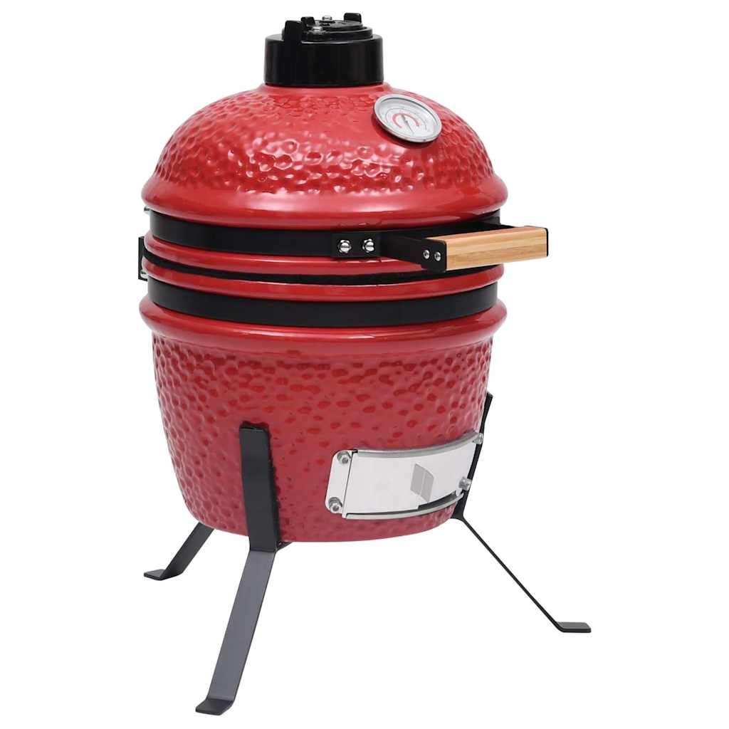 2 w 1 ceramiczny grill wędzarniczy Kamado czerwony 56 cm vidaxl