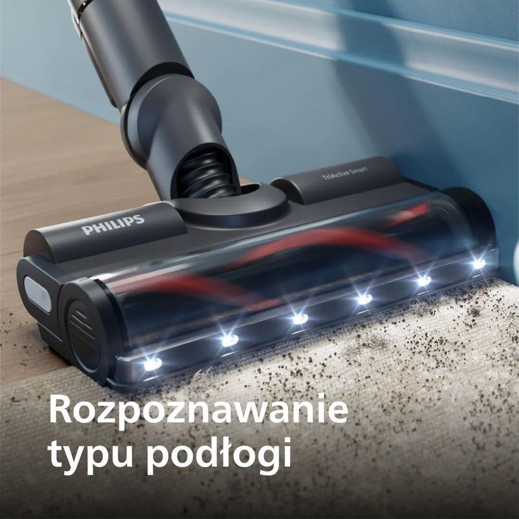 Philips Bezprzewodowy Odkurzacz Serii 8000 Pet, Wysoka moc ssania, 80 Min Czas Pracy, Rozpoznawanie Podłóg, Wyświetlacz Inteligentny, Nasadki z LED, Nasadka Pet&AquaPlus (XC8055/01)