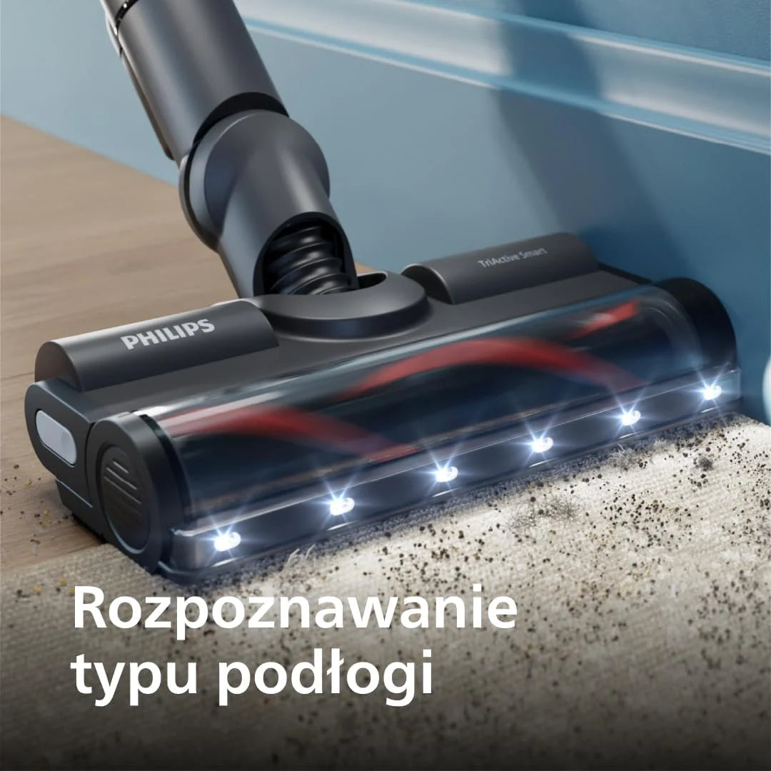 Philips Bezprzewodowy Odkurzacz Serii 8000 Pet, Wysoka moc ssania, 80 Min Czas Pracy, Rozpoznawanie Podłóg, Wyświetlacz Inteligentny, Nasadki z LED, Nasadka Pet&AquaPlus (XC8055/01)