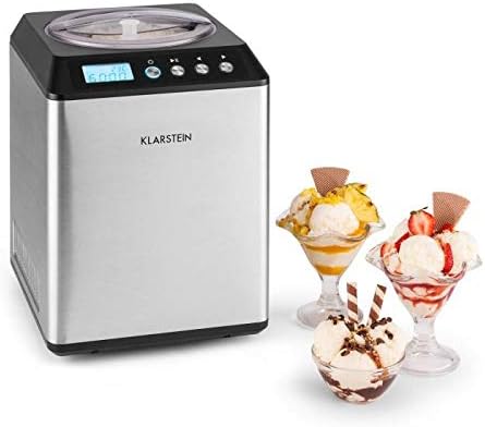 Klarstein Vanilla Sky - maszyna do lodów, maszyna do lodów, funkcja utrzymywania chłodu, minutnik, czas przygotowania: 30-40 min, wyświetlacz LED, łatwe czyszczenie, stal nierdzewna, 250 W - srebrny, 2,5 l
