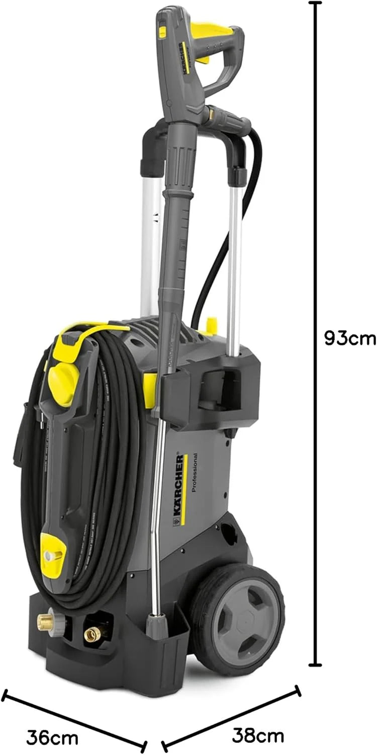 Kärcher urządzenie wysokociśnieniowe HD 5/17 C Plus, ciśnienie robocze: 170 bar, wydajność: 480 l/h, waga: 26 kg, wąż: 15 m, pistolet wysokociśnieniowy, lanca spryskująca, dysza rotacyjna. Zimna woda