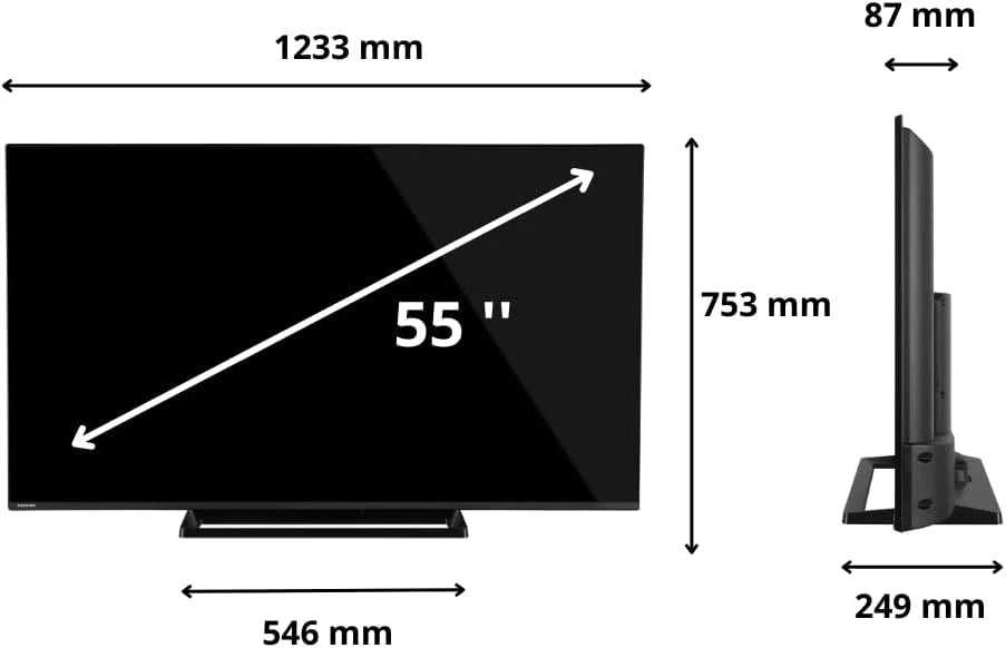 Toshiba Telewizor 55 cali Smart TV Fire TV 4K UHD Telewizor Dolby Vision HDR & Dolby Atmos, Sound by Onkyo, Triple Tuner, LED TV 55UF3F63DAR (2026)