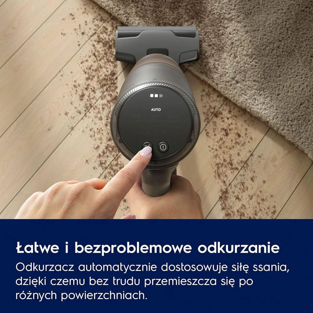 Electrolux Odkurzacz Bezprzewodowy Ultimate 800 EP82AB25UG, Dysza wielopowierzchniowa PowerPro, Ergonomiczna konstrukcja i tryb automatyczny na powierzchni, Czas pracy 90 minut, Miejska Szarość