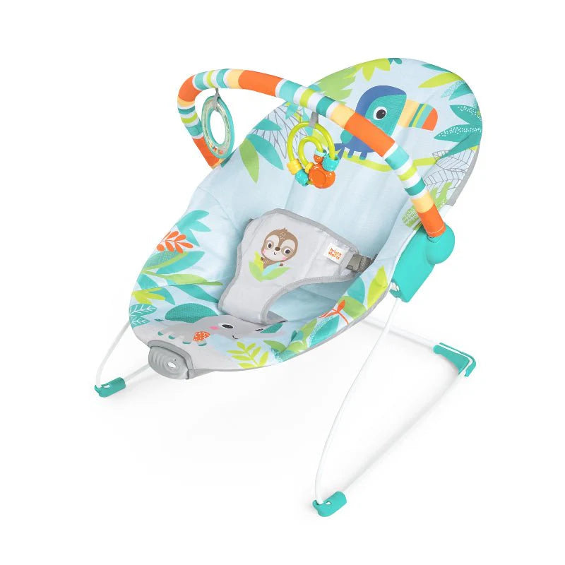Foldable Baby Bouncer with Deep Supportive Seat, Vibration, and 2 Toys