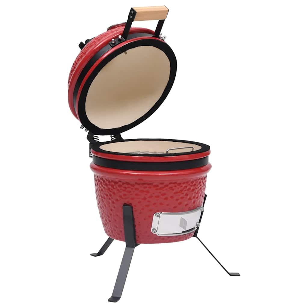 2 w 1 ceramiczny grill wędzarniczy Kamado czerwony 56 cm vidaxl