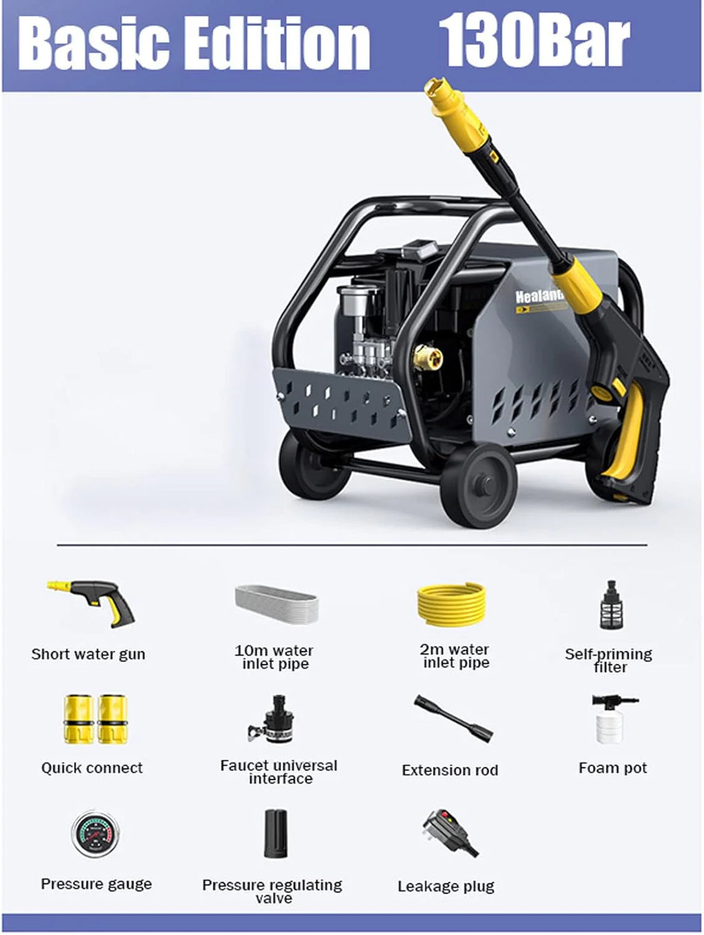 Myjka ciśnieniowa do użytku domowego, rolka typu 3000 W Push-Pull z pistoletem na wodę i generatorem piany pompy wysokociśnieniowe narzędzia do czyszczenia samochodu, A